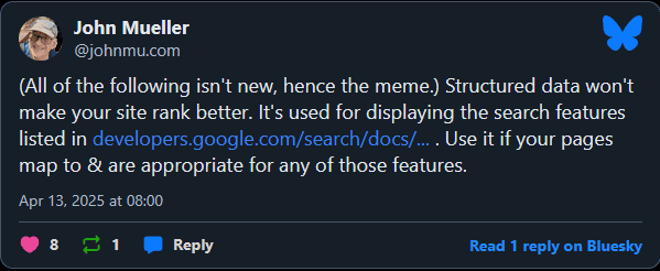 Structured data for ranking
