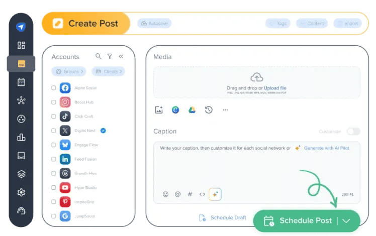Scheduling posts with SocialPilot