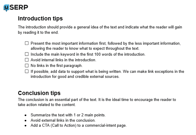 uSERP guidelines