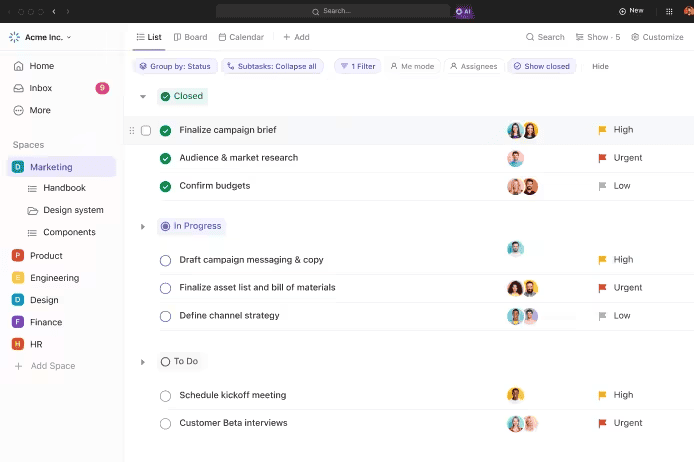 Workflows with status and assignees