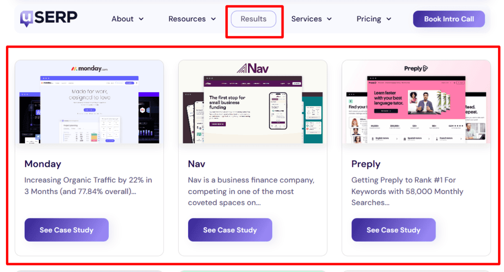 An example of a results page on the userp.io site.