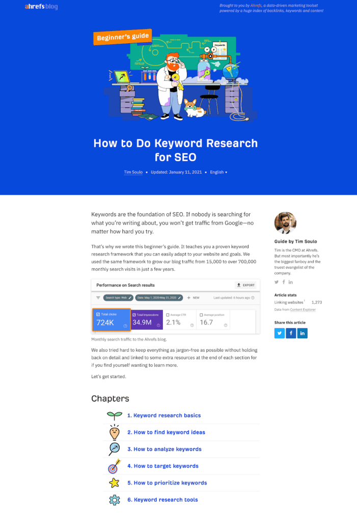 Image featuring Ahref's in-depth guide of how to do keyword research