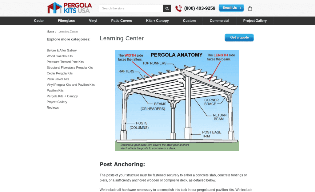 Pergola Kits USA homepage 