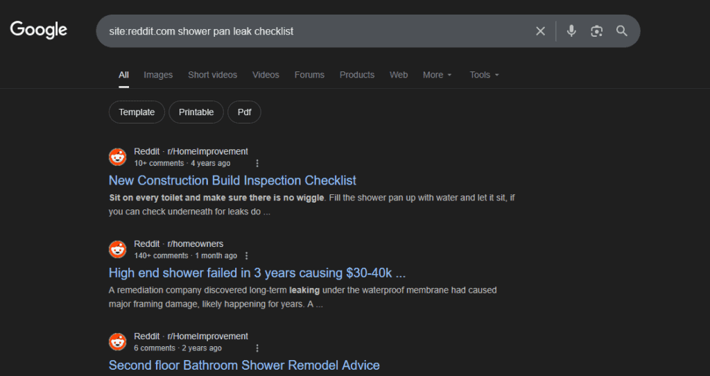 Google Search site filter