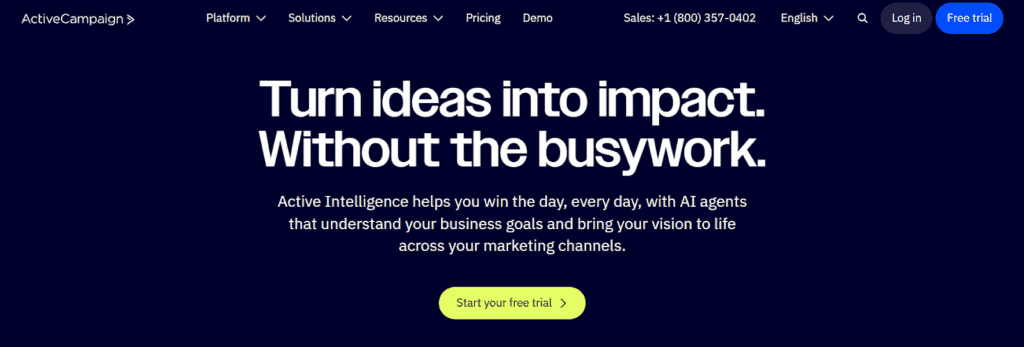 ActiveCampaign homepage