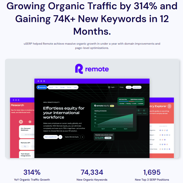 Screenshot of uSERP's case study. 