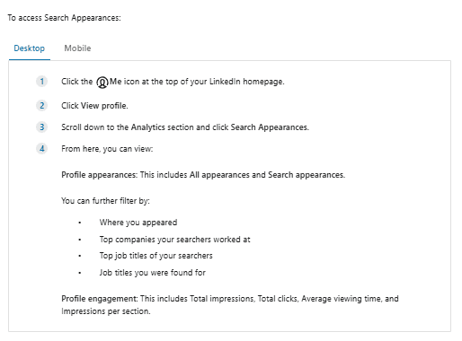 LinkedIn Search Appearances Checking Search Appearances on LinkedIn