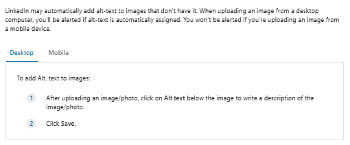 Adding alt text for images on LinkedIn Adding alt text for images on LinkedIn
