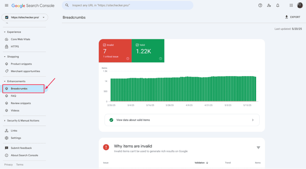 Google Search Console screenshot showing how to go to  Links report