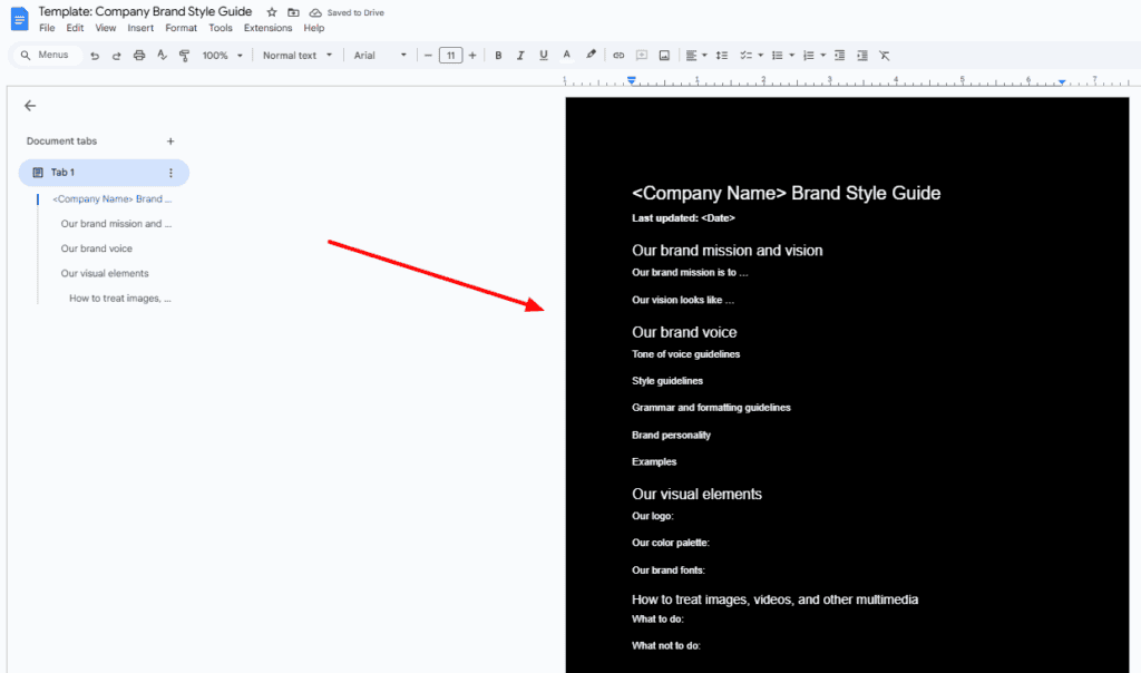 Style guide template in Google Docs by Ioana.