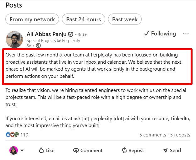 Proactive digital assistants that live in your inbox and calendar by Perplexity are on the way.