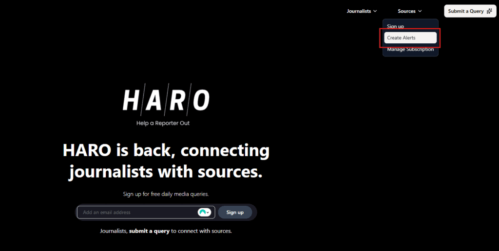HARO's alert creation.