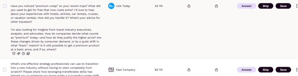 HARO journalist requests on Featured. 