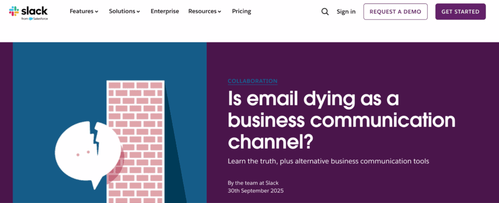 Slack blog post asks if email is dying as a form of business communication.
