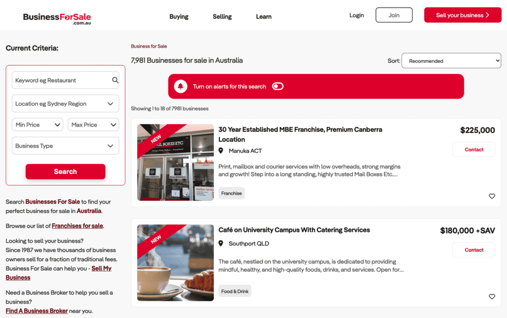 Business for Sale lets web visitors personalize what content they see