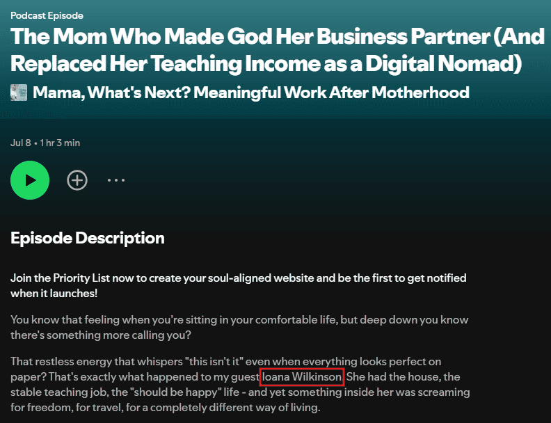 Brand mention in a podcast episode.