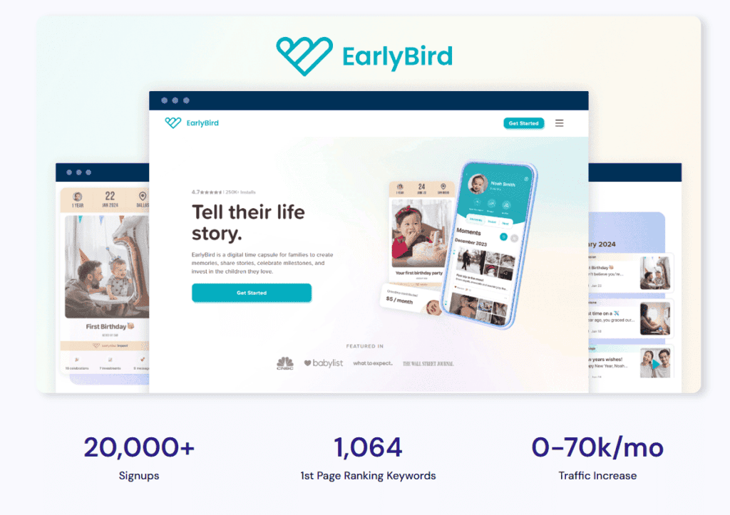 EarlyBird case study results from uSERP content and PR campaign.