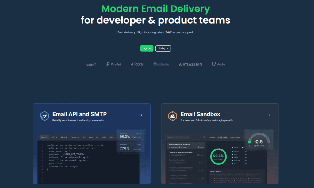 Mailtrap official website