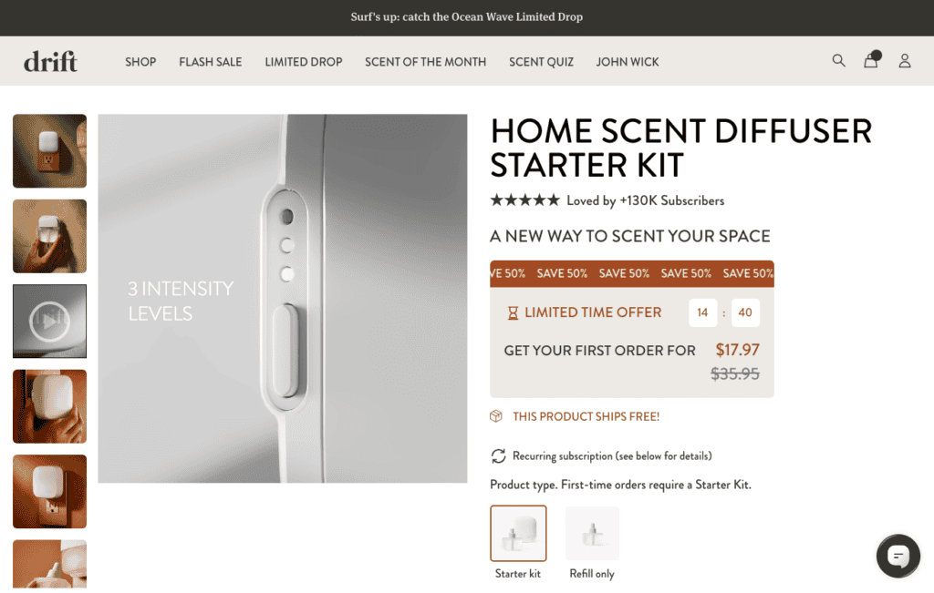 Drift website screenshot showing the setup process with an attractive video