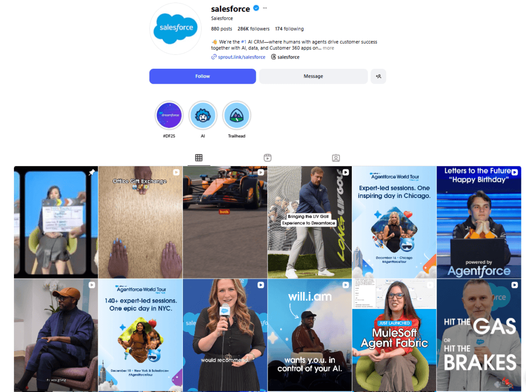 Salesforce’s Instagram page
