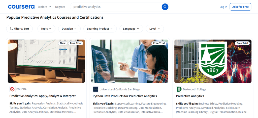 Predictive Analytics Courses