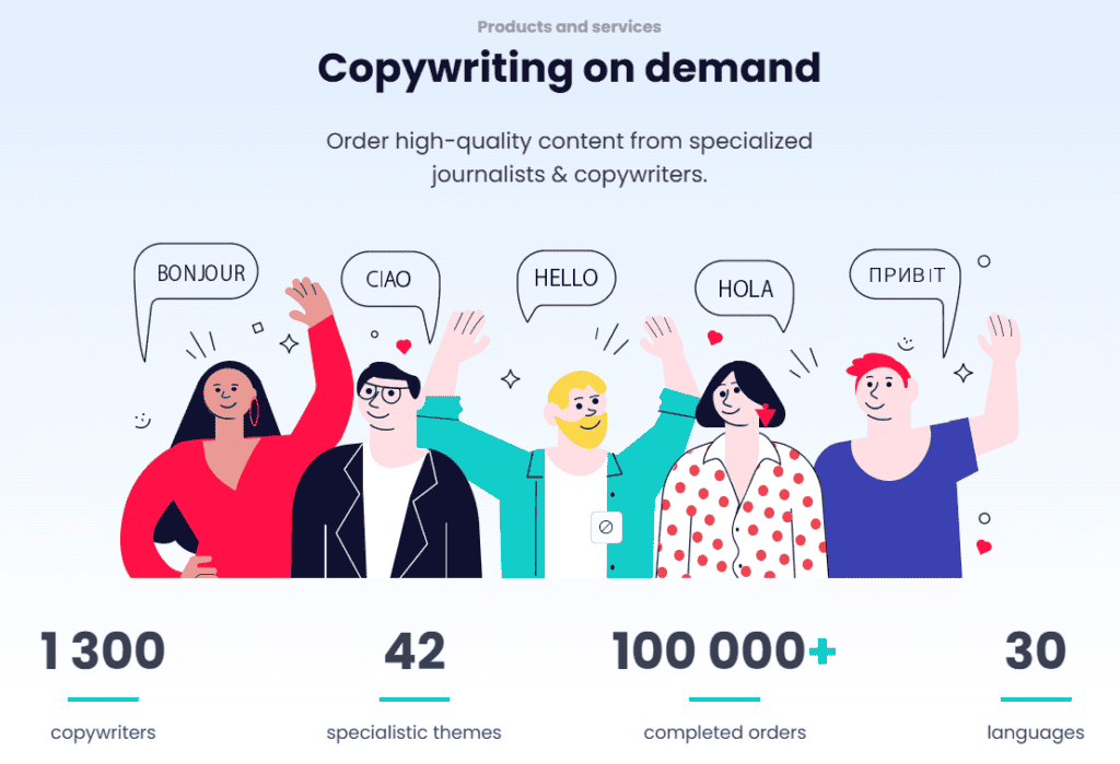 Link building marketplace offering copywriting on demand