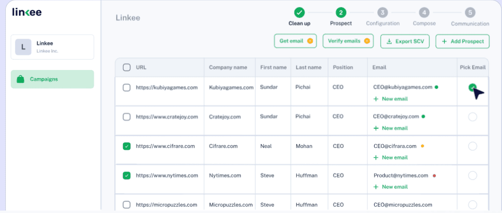 Link prospect validation
