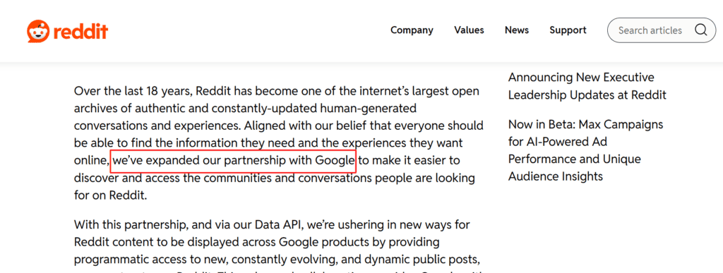 Reddit and Google