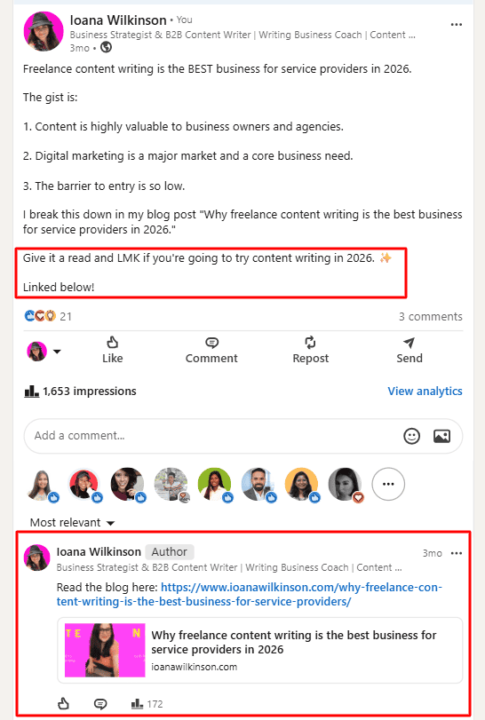Sharing a Blog Post